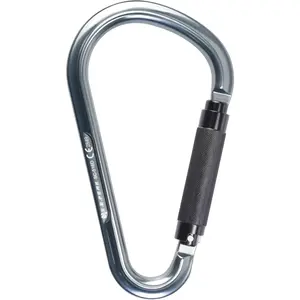 22kN Large Aluminum Auto Locking Ladder Hook, Professional CE Certified Heavy Duty Lightweight Carabiner for Outdoor Tower Climbing, Aerial Work, Rescue, D Ring Clip w/Huge Opening Gate