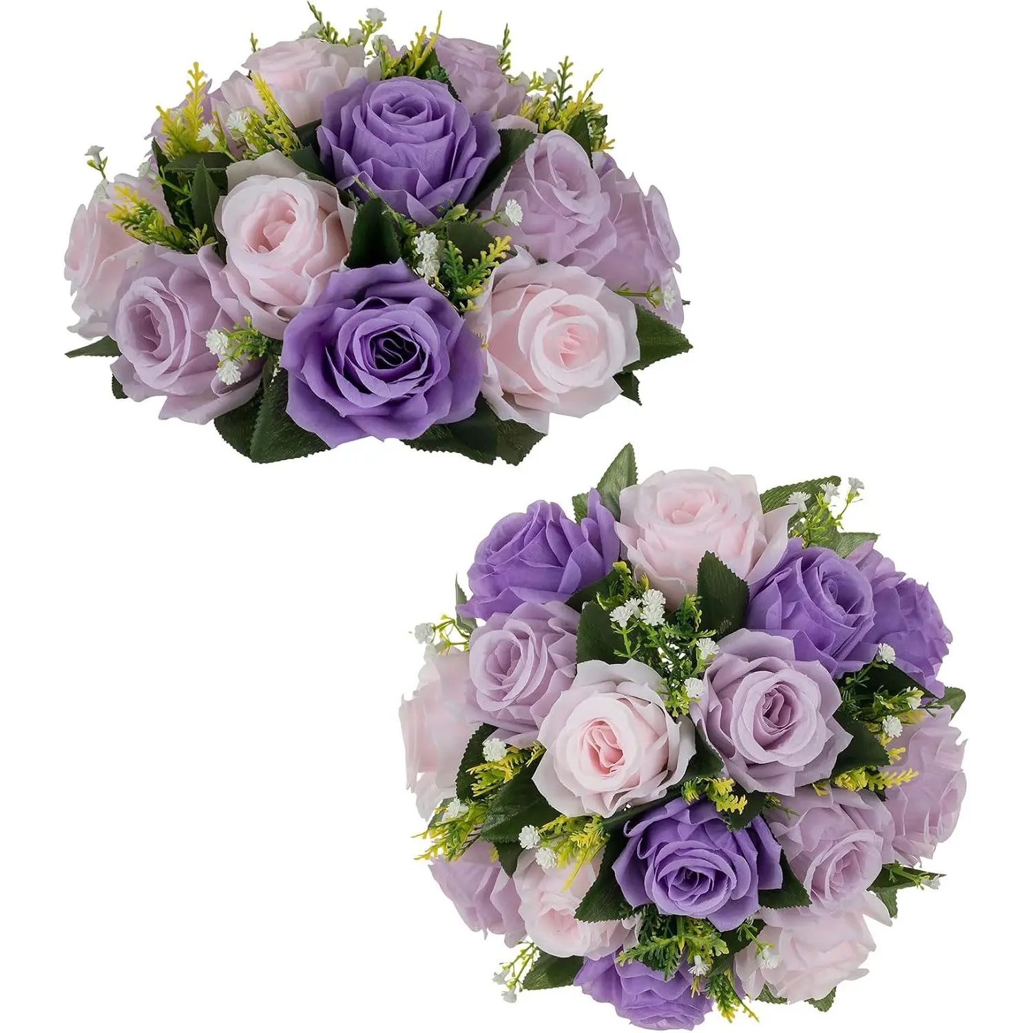 Purple Pink Fake Flowers: 2 Pcs Balls Centerpiece