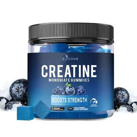 ZOOONE GF Creatine Monohydrate Soft Chewables, 150-Count CGMP Certified Gelatin-Free Chewable Dietary Supplement, 6g per Serving, Delicious Fruity Blueberry Flavor Daily Nutritional Health Supplement for Fitness