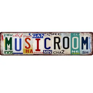 Vintage Music Room Wall Decor Street Signs Music Posters Studio Decor Metal Tin Sign Guitar Wall Art Decor 16 X 4 Inches