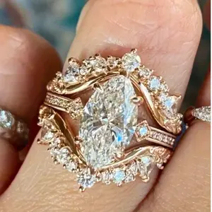 Elegant 14K Gold Plated Stacking Ring Set of 3, Classic Zirconia Style, Ideal for Engagements, Weddings and Special Occasions. Gifts for Any Occasion