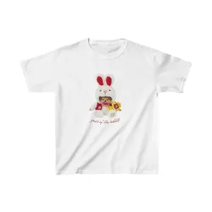Monchhichi Year of the Rabbit Zodiac Baby Tee | Y2K Baby Tee, 90s Baby Tee, Graphic Shirt Crop, Coquette Bunny, Vintage Design