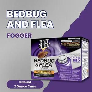 Hot Shot Bed Bug & Flea Fogger 3 Pack 2 oz Cans Total 6 oz Indoor Space Treatment, Room Filling Mist for Home Pest Control Support, Helps Reduce Reinfestation in Unobstructed Areas