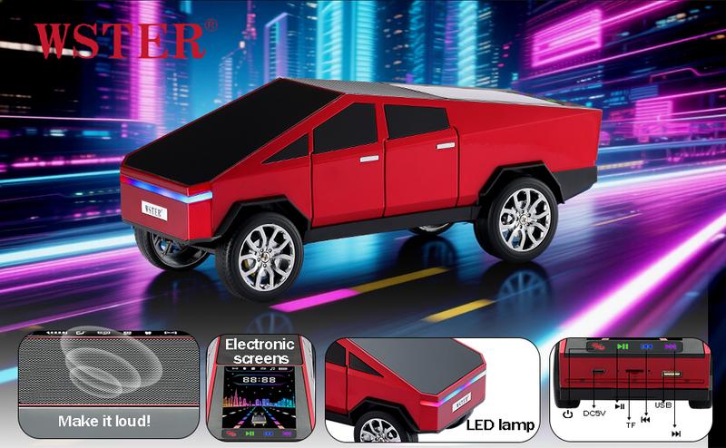 WSTER WS-580 Pickup Truck Model Bluetooth Speaker Rechargeable with USB TF Card AUX FM Radio TWS Pairing for Indoor Outdoor Party Birthday Gift Stereo Cybertruck Portable Audio Connection Smartphone Wireless Classic Car Style Design Vintage WSTER WS-580 Pickup Truck Model Bluetooth Speaker Rechargeable with USB TF Card AUX FM Radio TWS Pairing for Indoor Outdoor Party Birthday Gift Stereo Cybertruck Portable Audio Connection Smartphone Wireless Classic Car Style Design Vintage