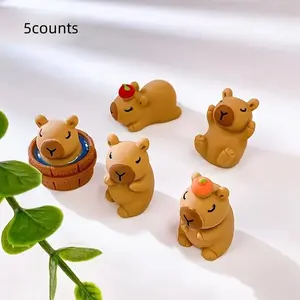 Set of 5 Bear Resin Figurines, Cute Collectible Figurines, Cute Cartoon Figurine, Decorative Sculptures, 3D Car Interior Dashboard Decorations, Home Desktop Display, Garden DIY Wonderland Decoration, Car Accessories