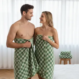 Checkerboard Pattern Bath Towel Set, Soft Absorbent Quick-Dry, Family Bathroom Accessories, Travel Bathroom Essentials