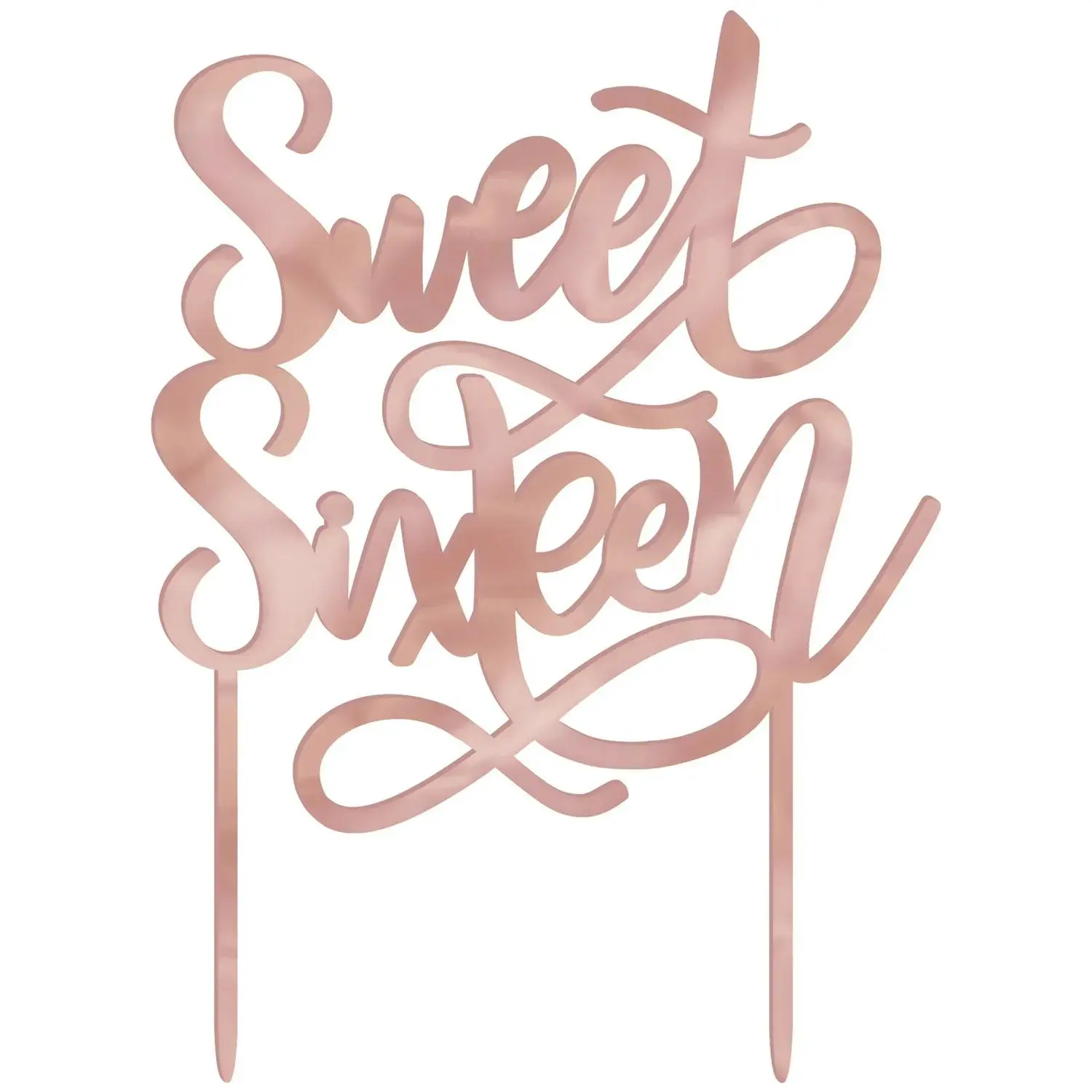 6 1/2" x 4 3/4" Gold Blush Sweet Sixteen Plastic Cake Topper