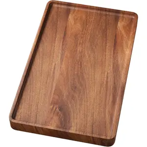 VERTORGAN Acacia Wood Serving Tray,15.8x9.8 Inch Decorative Trays Platter for Coffee Table,Living Room,Bar,Party,Mini Charcuterie Boards Cheese Board,Home Decor