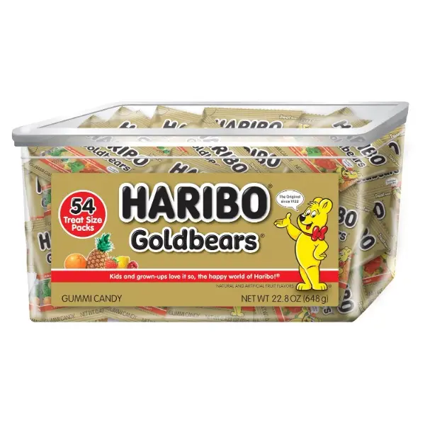 Goldbears Chewy Soft Fruity Candy Assortment - 22.8 oz Tub (54 Packs), Adult Birthday Treat Snack