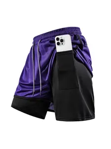 Men's Quick-Dry Gym Shorts, Breathable Lightweight Running Fitness Shorts, Two-Piece Inner Layer Gym Pants, Casual Sportswear