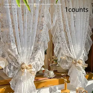 Transparent Curtain, Vintage European Lace Design, Light Filtering Window Cover, Easy Installation, Living Room Office Home Decor