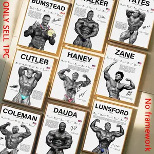 1pc Unframed Bodybuilding Athlete Poster And Prints Gym Motivation Wall Art Haney Zane Yates Dauda Cutler Walker Signature Canvas Painting (10 Styles Available)