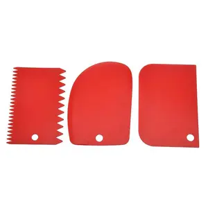3pcs Cake Scraper Smoother Set, Cake Icing Smoother Tool For Cake Decoration, Plastic Dough Scraper, Flexible Bowl Scraper For Baking, Multifunctional Kitchen Tools