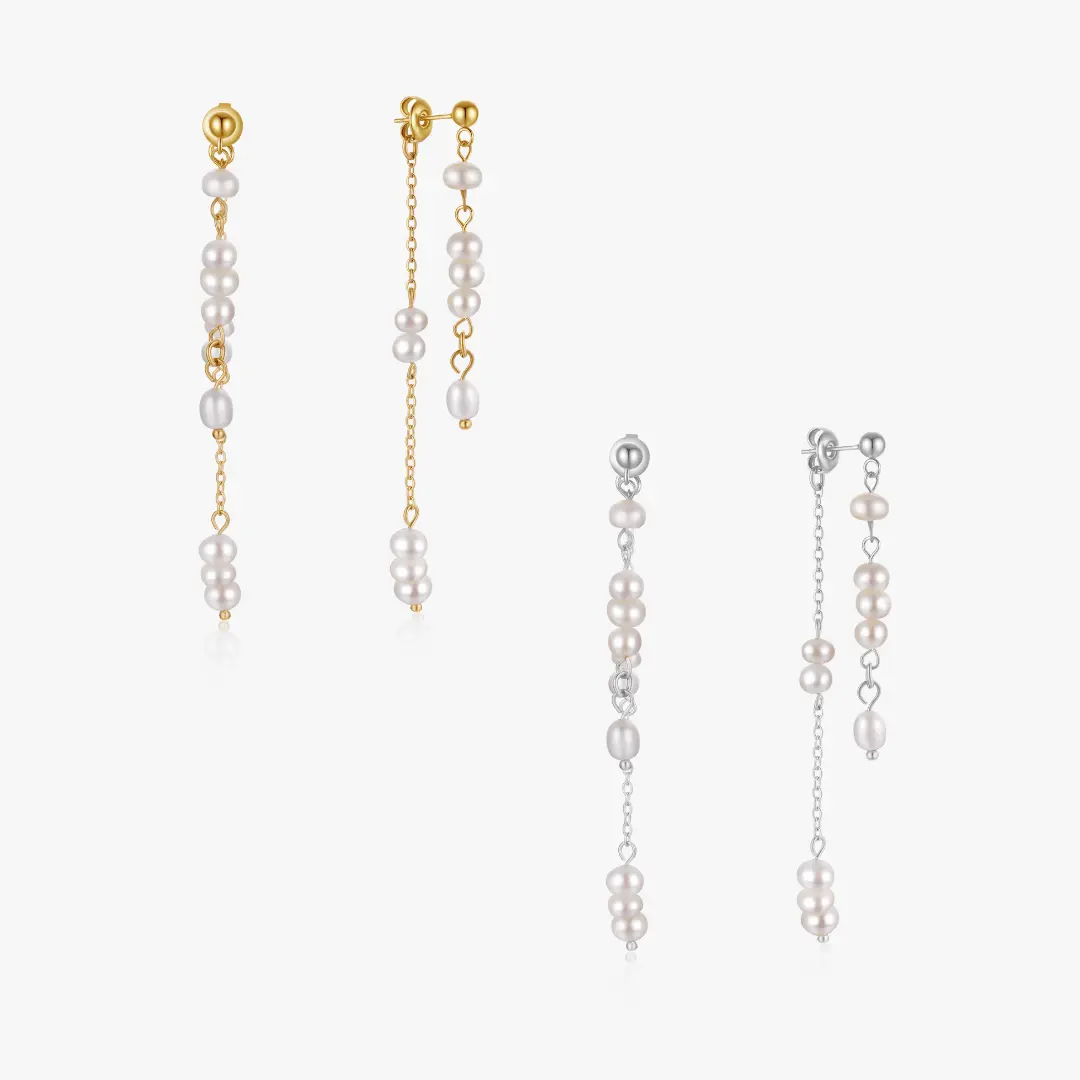 Amber Dangling Pearl Earrings