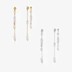 Amber Dangling Pearl Earrings