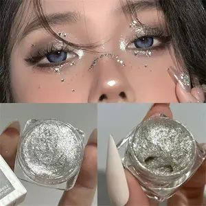Waterproof Sweat-Proof Long-Lasting Eyeshadow, High Pigment Metallic Glitter, Non-Fading Single Color Eye Makeup for Beginners