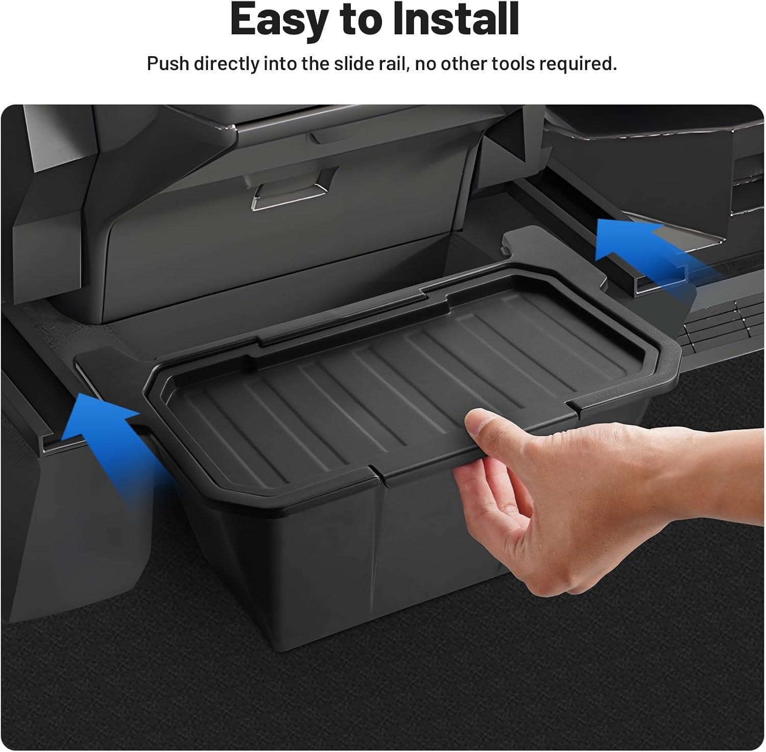 KUST Rear Floor Storage Box for 2024-2026 Tesla Cybertruck TPE Material Anti-Slip Lid Organizer Trash Can Easy Access Second Row Passengers