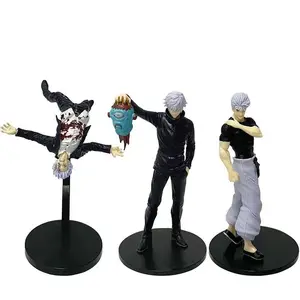 Anime Character PVC Model Set Featuring Reversal Battle Damage and Curse Spirit Outfits 18cm Collection Toys with White Hair Blood and Black Leather Texture