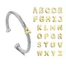 Aprilery Initial Personalized DIY A-Z Letter Cable Cuff Jewelry - 2-Tone Open Bangle, Braided Bracelets, Letter Link Bracelet, Accessories for Women, Personalized Gift for Mother