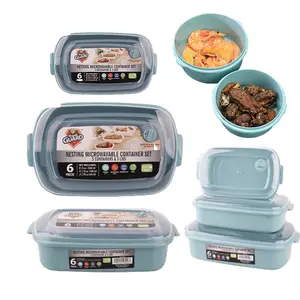 6PK Rectangular Food Container with Exhaust Port, Reusable Plastic Bento Box, Freezer, Dishwasher Safe, Meal Prep Container, Stackable, Microwave/Freezer/Dishwasher Safe, BPA Free