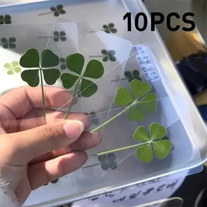 10 Lucky Clover Cards Set, Transparent Irish Style Decor and Bookmark, Perfect for Birthday and Wedding, High-Quality Print, Elegant Stationery