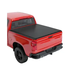 GARVEE Soft Quad Fold Truck Bed Tonneau Cover for Chevy Silverado and GMC Sierra 1500 (2019-2024), Fits Fleetside 6.6 Ft Bed Without Multi-Flex Tailgate, Durable and Easy to Use