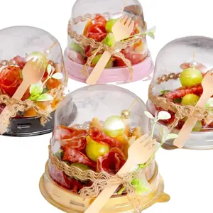 Charcuterie Dome Containers Cups with Mini Wooden Forks for Food Favor Dessert Display Individual Charcuterie Grazing Table Catering Wedding Disposable Fruit