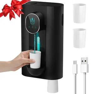 Automatic Mouthwash Dispenser 18.26 oz Touchless Mouthwash Dispenser for Bathroom 2 Magnetic Cup USB Rechargeable and 3 Dispensing Levels Adjustable Toothbrush Adjustable
