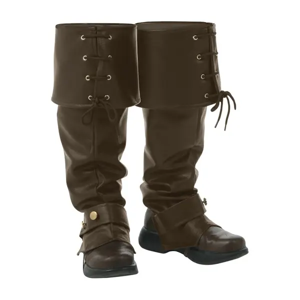 Deluxe Brown Costume Boot Tops for Adults, Footwear, Clothes