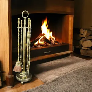 Handmade Brass Fireplace Tool Set