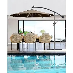 Garvee 10FT Solar Umbrella - 32 LED Lighted Patio Umbrella, Table Market Umbrella, Outdoor Umbrella for Garden, Deck, Backyard, Pool and Beach