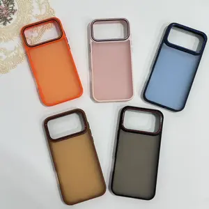 2-PCS iPhone 17 Pro Max Shockproof Polycarbonate Cellphone Cover - Orange Translucent Matte Protective Casing, Lightweight Accessories, Free Tempered Screen Protector, Drop Protection