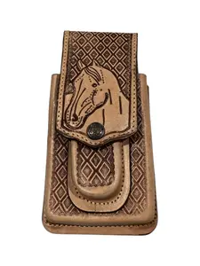 Funda Celular Vaquero Caballo de Piel Funda Telefono Navaja Western Style Leather Phone Knife Holster Horse