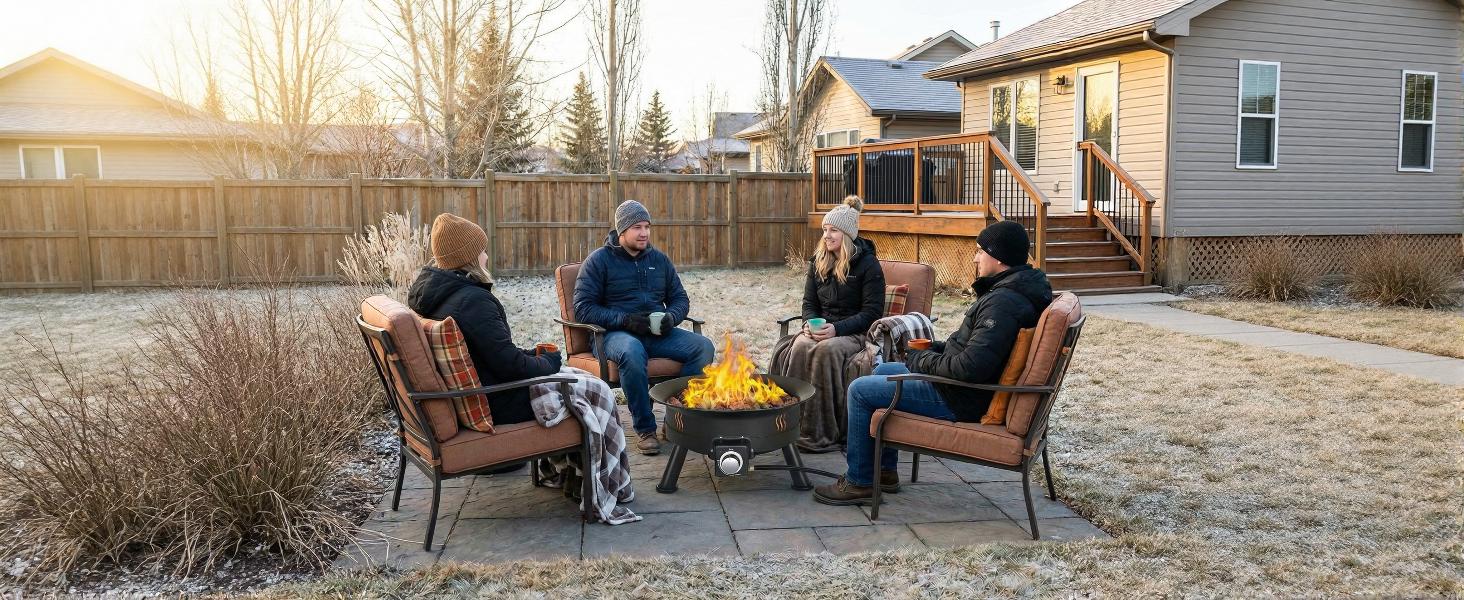 Arlopu 24''Propane Fire Pit,58,000 BTU Portable Smokeless Firebowl with Self Igniter,Cover,Lava Rocks,Gas Cylinder Holder for Camping，Outdoor Living,Patio,Backyard,Tailgating