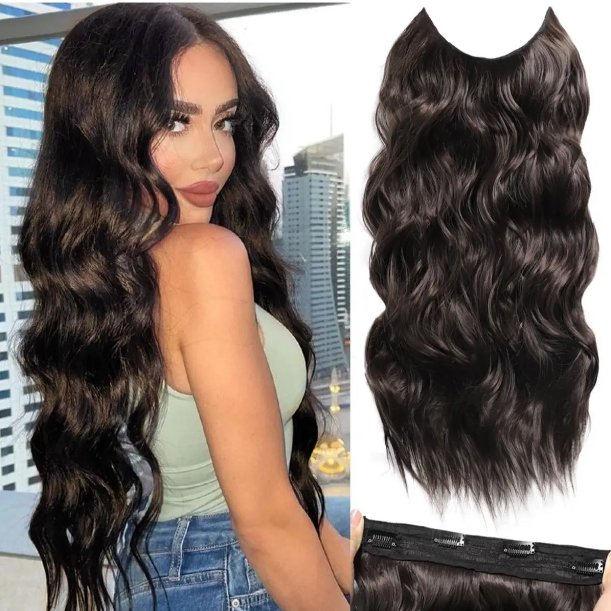 Halo Hair Extensions 20 Inch Invisible Wire Hair Extensions 