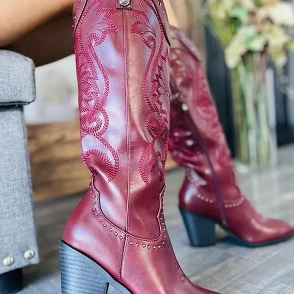 Bonita Women's Western Cowboy Boots - Stylish, Pointed Toe Footwear, Not for Wide Calf - Ideal for Western Wear, Cowboy Aesthetic, Country Fashion Shoe