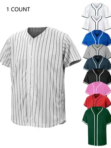 Blank Plain Baseball V Neck Jersey Unisex Short Sleeve Button Up T-Shirt Jersey Shirts Casual Streetwear Sportswear