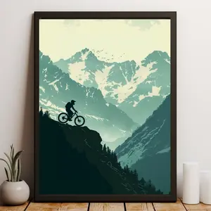 Mountain Bike Art Print: Cycling Poster Gift Frameless 4