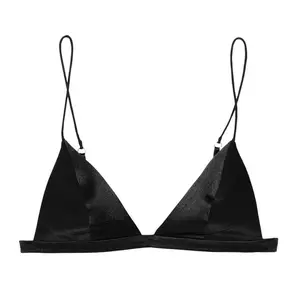 Women'S Silk Satin Triangle Bralette Soft Cup Wireless Bra Smooth And Comfortable Wire Free Bra Top