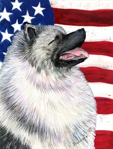 11 x 15 in. USA American Flag with Keeshond Garden Size Flag
