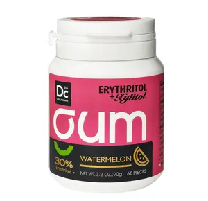 Xylitol Chewing Gum with Erythritol, Aspartame Free & Sugar Free Gum for Dry Mouth, Low-Calorie, Sugarless, Watermelon, 60 Pieces (Pack of 1)