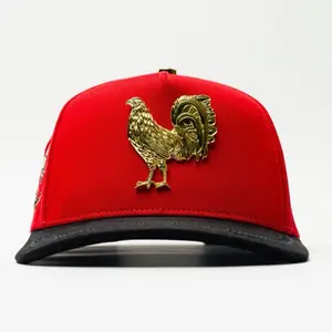Gallo Red/Black 2.0 Gold Pin Snapback Hat with Rooster Embroidery
