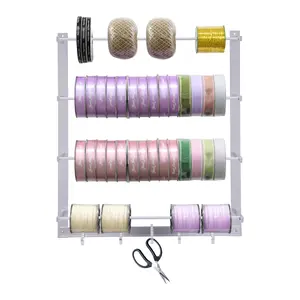 Satin Ribbon Storage Rack (Aluminum Alloy Hanger) – Tool and Ribbon Organizer for Florists, Cake Shops, and Packaging