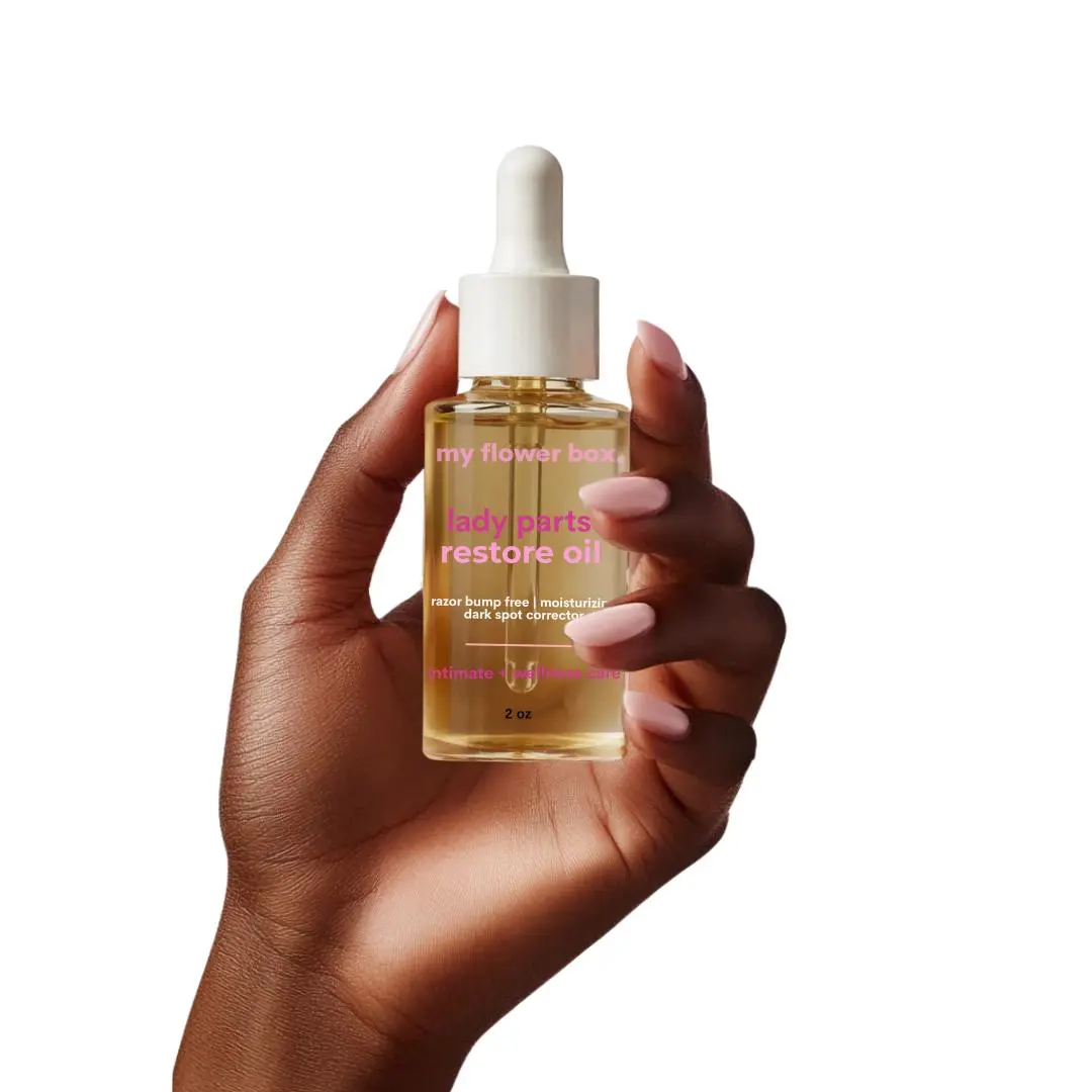 LADY PARTS RESTORE OIL for Dark Bikini Line, Underarms, & Inner Thighs - Targets Ingrown Hair, Hyperpigmentation and Razor Bumps, Calms & Soothes Irritation - Lightweight, Fast-Absorbing Body Care Flower