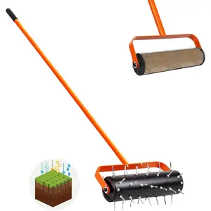 Spike Lawn Roller, 16IN Manual Aerator Tool for Aeration & Soil Health with 42 Pre-Assembled Spikes, Lawn Aerator with 56" Handle Manual Push Aerator Lawn for Yard