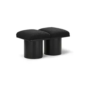 Pavilion Black Boucle Fabric Bench