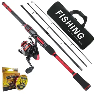 Complete Lure Rod Set, 1.8m Portable 4-Section Rod, Reel, Fishing Line, Rod Case, Ready to Fish, Ideal for Outdoor Enthusiasts, Spinning Rod Reel