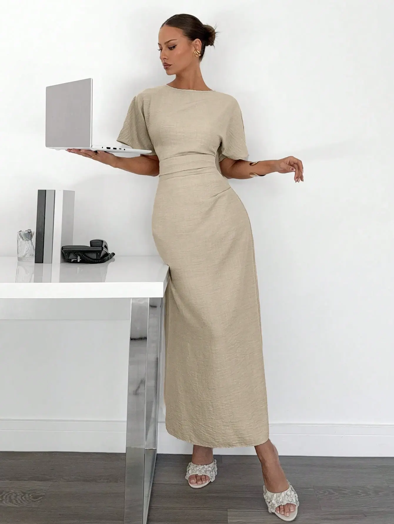 Women's Classy Maxi Dress - Solid Beige Linen Blend Elegant Long Dress for Parties & Formal Events Comfortable & Versatile - TikTok Shop Women's Classy Maxi Dress - Solid Beige Linen Blend Elegant Long Dress for Parties & Formal Events Comfortable & Versatile - TikTok Shop