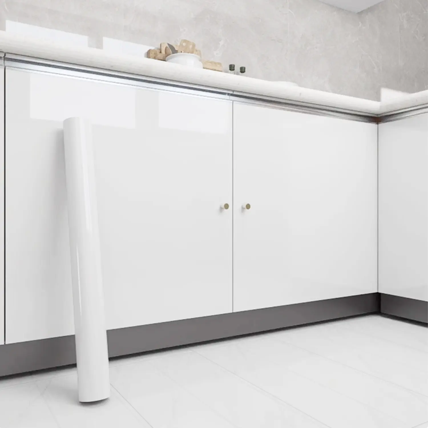 PVC Pearl Film Waterproof Wallpaper, DIY Self-Adhesive / Wardrobe Kitchen, High Gloss Paste Furniture Wall Stickers, Decorative Wallpaper