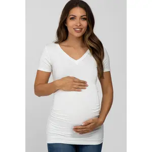 Ivory V-Neck Ruched Side Maternity Top